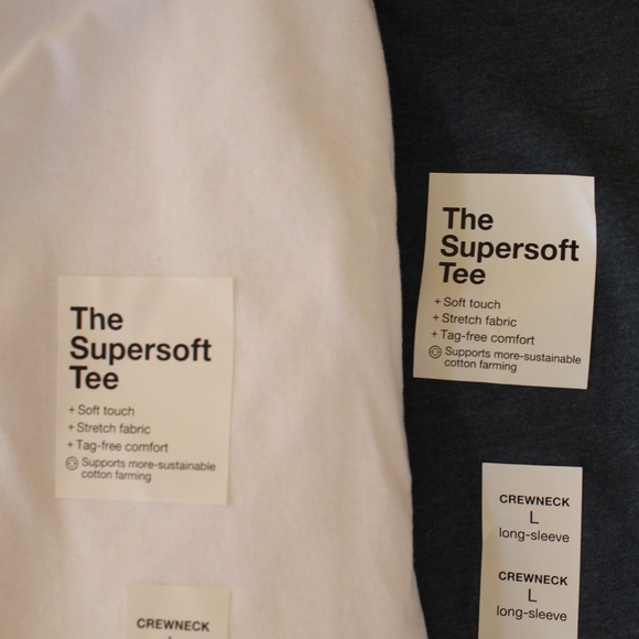 2 Sonoma, Large long sleeve Supersoft crewneck tee shirts blue and white - Picture 4 of 7